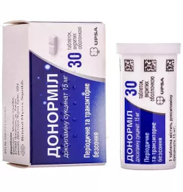 Донорміл таблетки, в/о по 15 мг 30 шт. у тубах