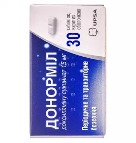 Донорміл таблетки, в/о по 15 мг 30 шт. у тубах