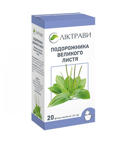 Подорожника великого листя по 1.5 г у фільтр-пакетиках 20 шт. - Лектрави