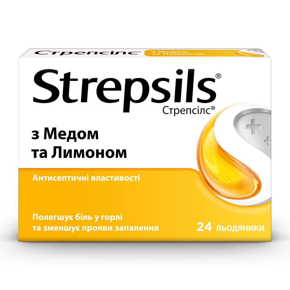 Стрепсилс мед-лимон леденцы 24 шт.