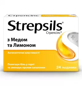 Стрепсилс мед-лимон леденцы 24 шт.