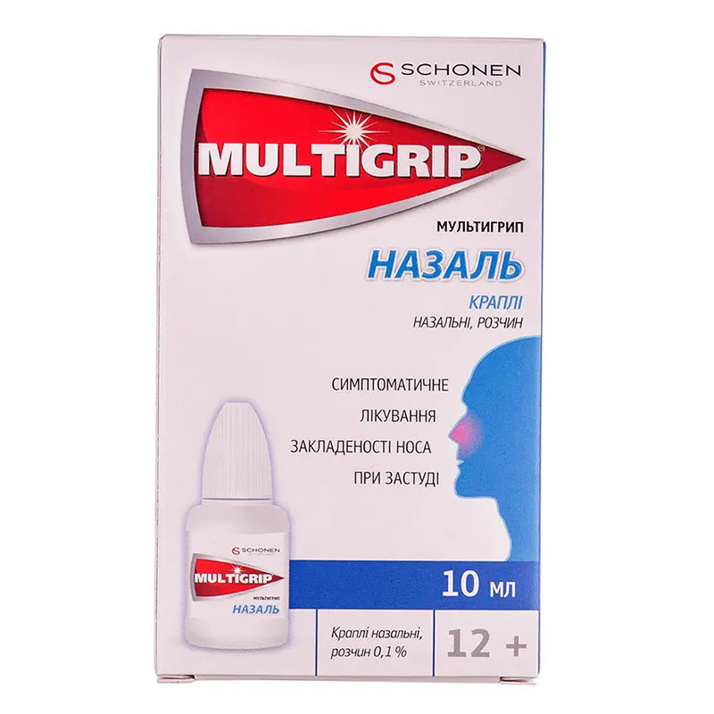 Мультигрип Назаль краплі 0,1% по 10 мл у флаконі 1 шт.