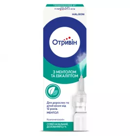 Отривін спрей з ментолом та евкаліптом 0,1% по 10 мл у флаконі 1 шт.