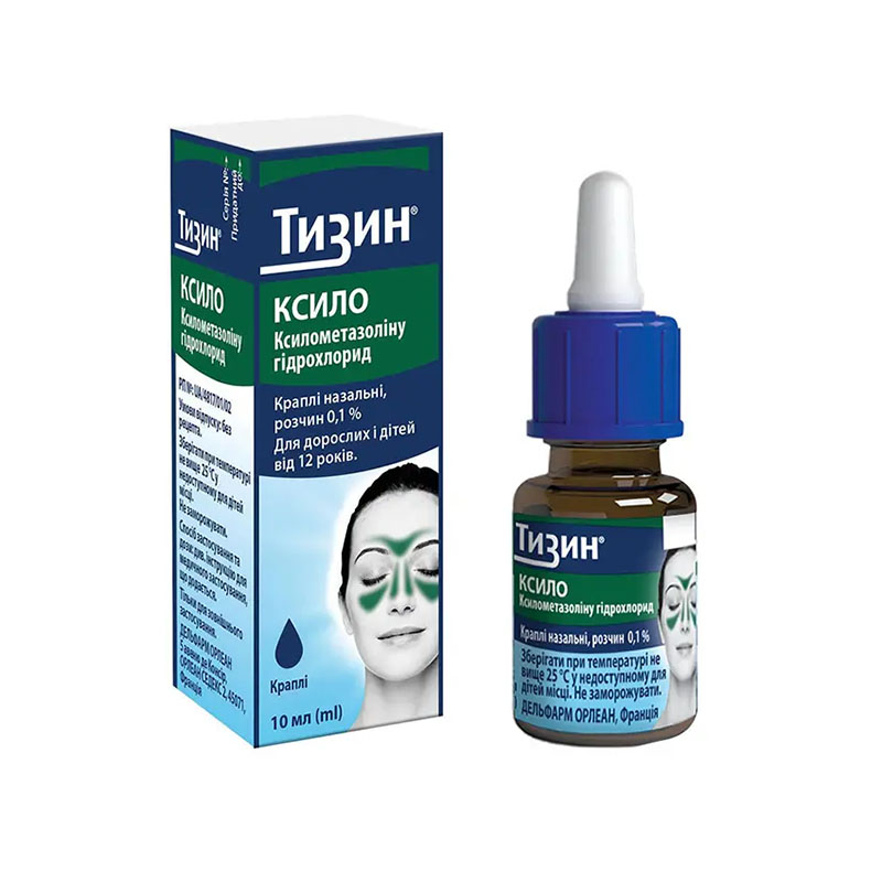 Тизин Ксило краплі назальні 0,1% по 10 мл у флаконі 1 шт.