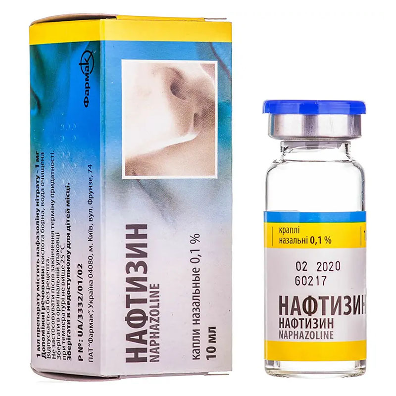 Нафтизин краплі 0.1% по 10 мл у скляному флаконі 1 шт.