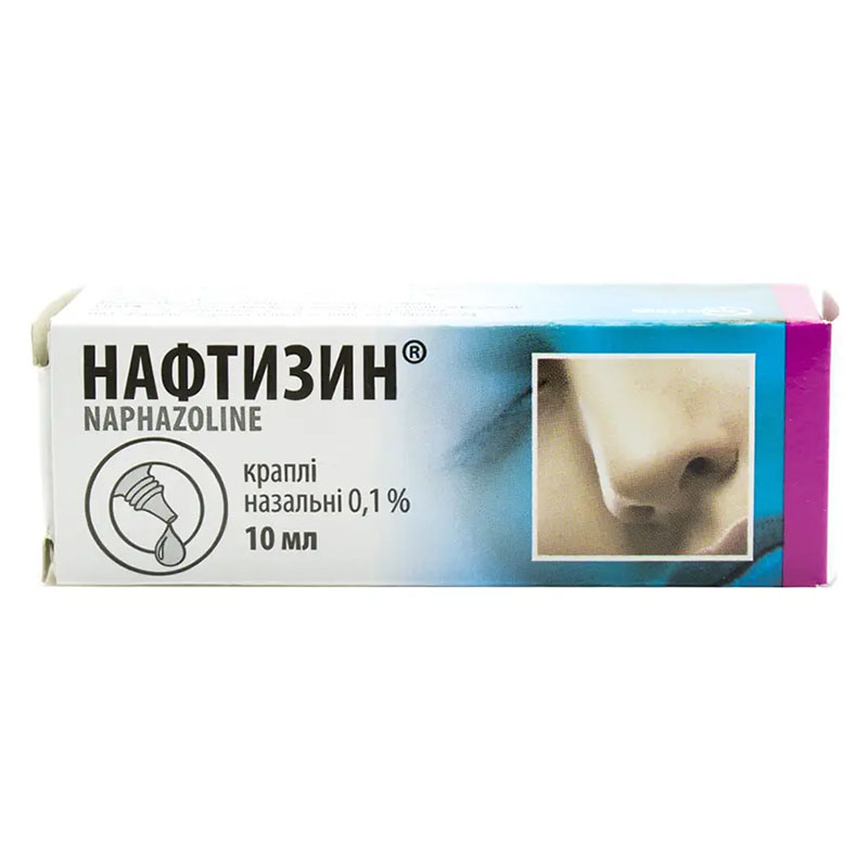 Нафтизин краплі 0.1% по 10 мл у пластиковому флаконі 1 шт.