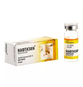 Нафтизин краплі 0.05% по 10 мл у скляному флаконі 1 шт.