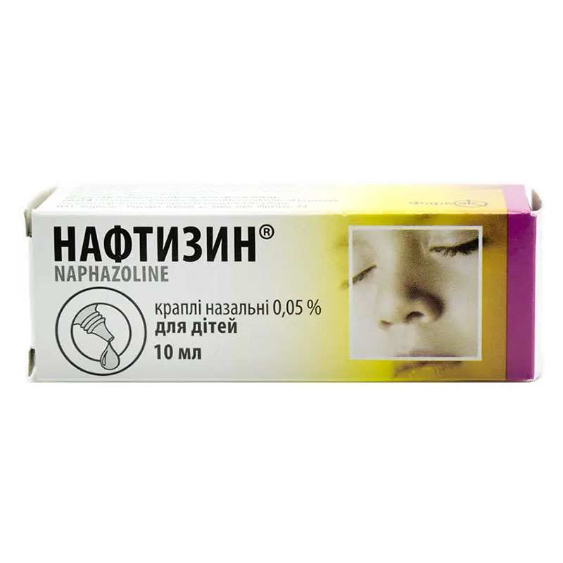 Нафтизин краплі 0.05% по 10 мл у пластиковому флаконі 1 шт.