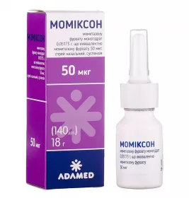 Момиксон спрей 50 мкг/доза по 140 доз (18 г) во флаконе 1 шт.