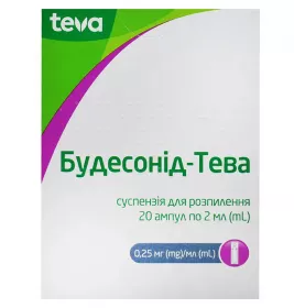 Будесонид-Тева суспензия 0.25 мг/мл в ампулах по 2 мл 20 шт. (5х4)
