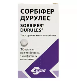 Сорбіфер Дурулес таблетки по 320 мг/60 мг 30 шт. у флаконі