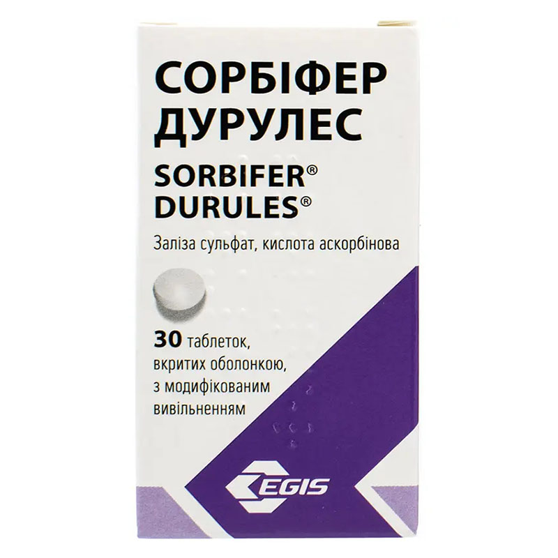 Сорбіфер Дурулес таблетки по 320 мг/60 мг 30 шт. у флаконі
