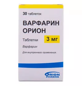 Варфарин Оріон таблетки по 3 мг 30 шт. у флаконі