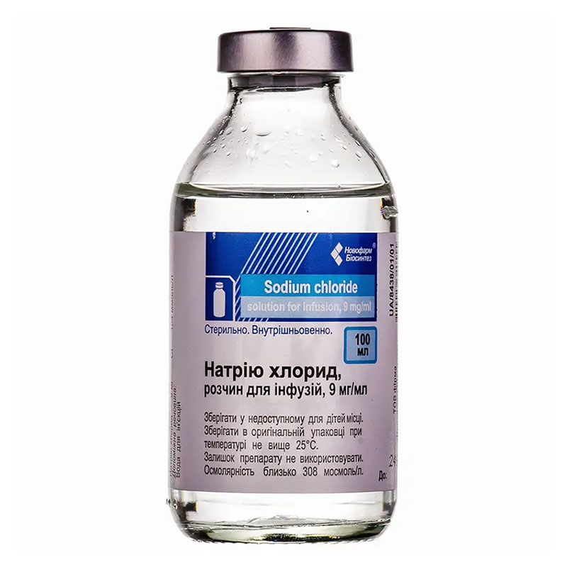 Натрію хлорид розчин для інфузій 0,9% по 100 мл у пляшці - Новофарм