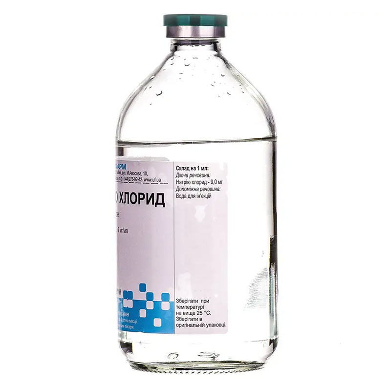 Натрію хлорид розчин для інфузій 0,9% по 400 мл у скляному флаконі 1 шт. - Юрія-Фарм