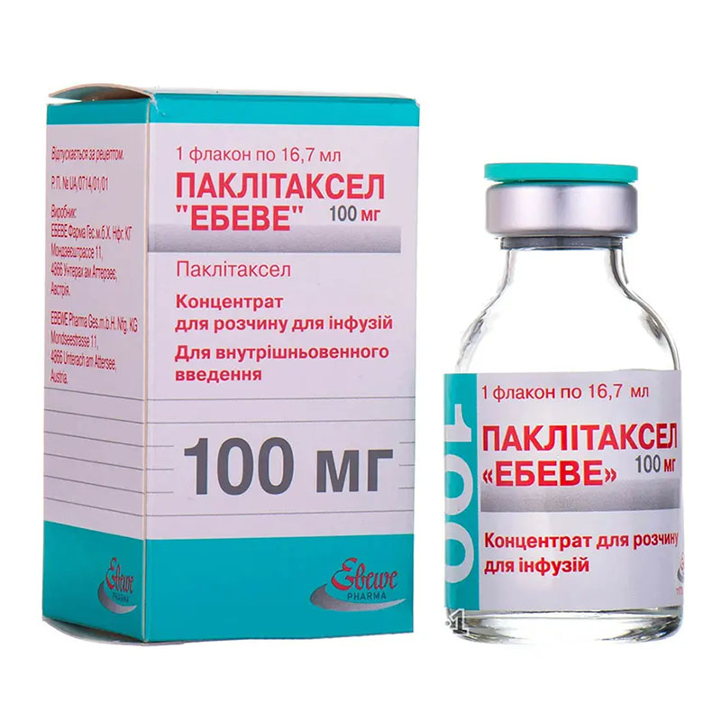 Паклітаксел концентрат 100 мг по 16,7 мл у флаконі 1 шт. - Ебеве