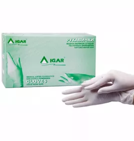 *Рукавички Igar огляд. латекс.нестерил. припуд.р.L (8-9)