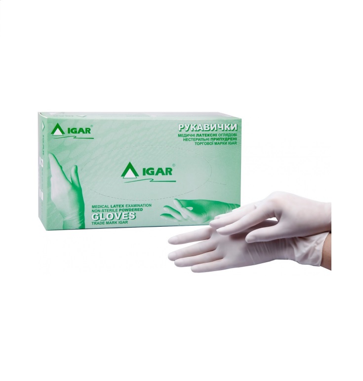 *Рукавички Igar огляд.латекс.нестерил. припуд.р.S (6-7)