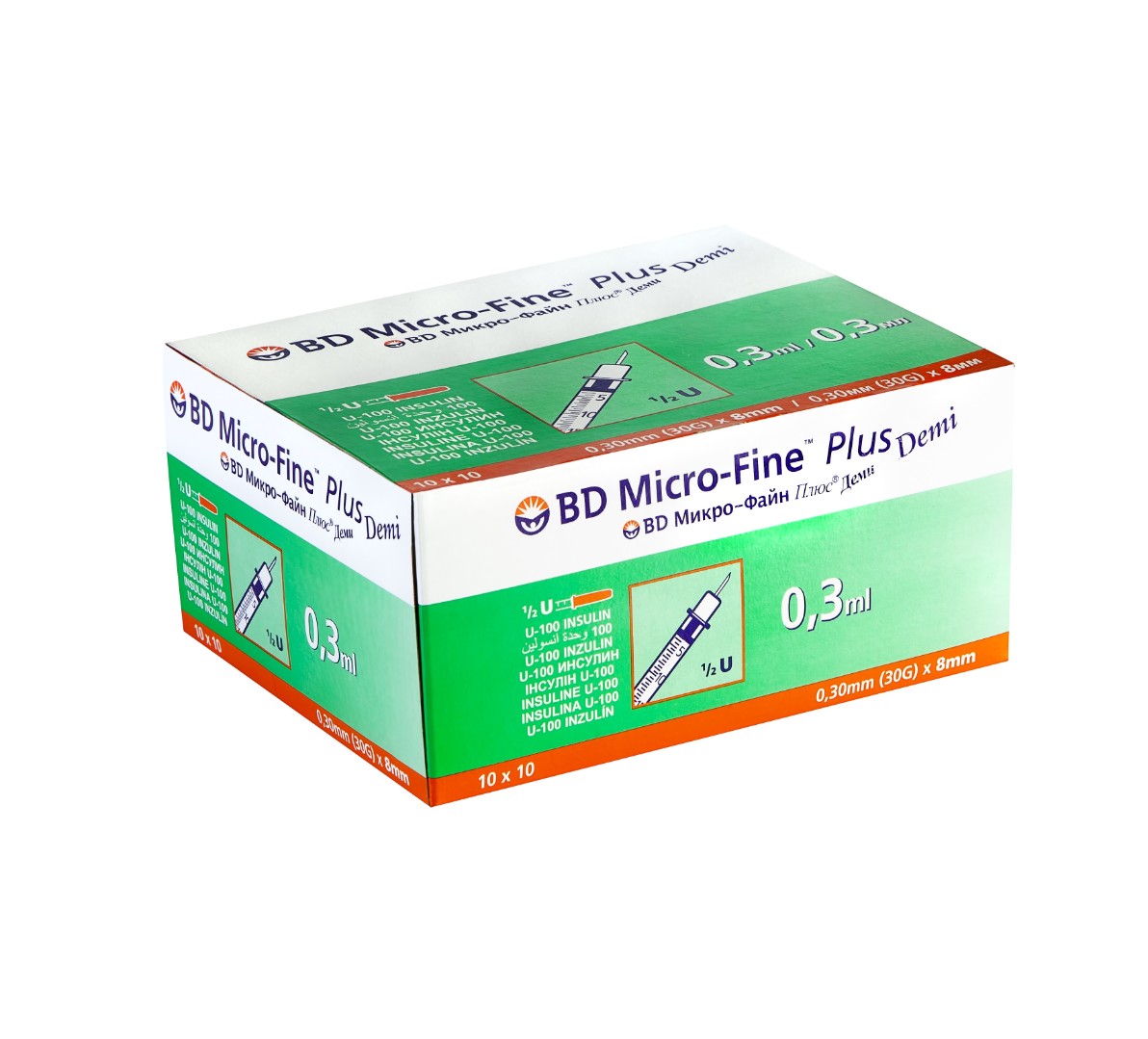 Шприц инсулиновый Micro-Fine Plus U-100 с иглой 30G (0.3x8мм) 1мл №1 BD Шприц инсулиновый Micro-Fine Plus U-100 с иглой 30G (0.3x8мм) 1мл №1 BD