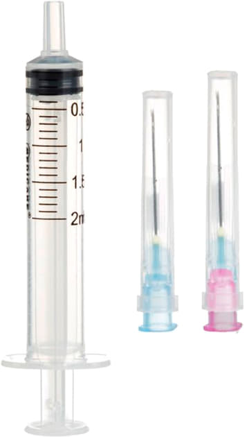 *ДУБЛЬ Шприц Luer Slip 3-х комп. с 2-мя иглами 0,55x25мм, 0,6х32мм 2мл №1 Medicare