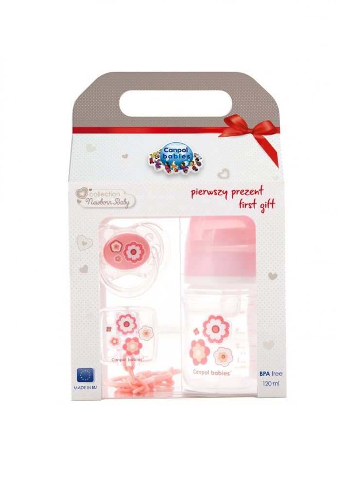 *Набір Canpol 0101 стартовий Newborn baby (Пляшечка, пустушка, ланцюжок для пустушки)