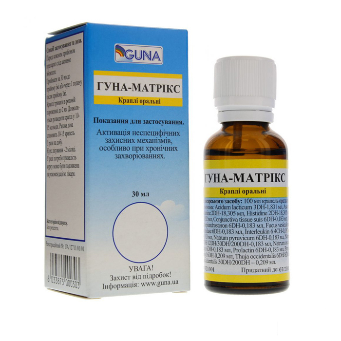 ГУНА-МАТРІКС краплі оральні по 30 мл у флаконі-крап.