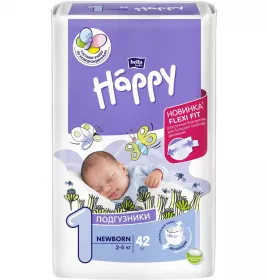 *Подгузники Happy Newborn 2-5 кг №42
