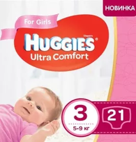 Підгузки Хаггіс Ультра Комфорт для дівчаток 5-9 кг №21