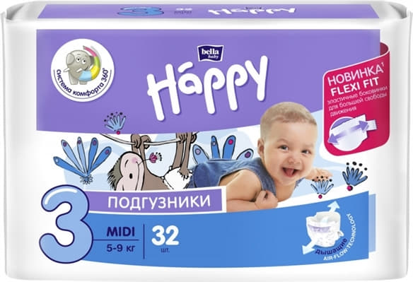 *Подгузники Happy Midi 5-9 кг №32 *Подгузники Happy Midi 5-9 кг №32