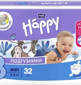 *Підгузки Happy Midi 5-9 кг №32