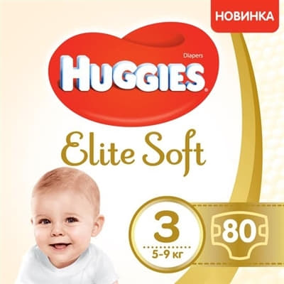 Підгузники Хаггіс Еlit Soft 3 5-9 кг №1 (80)