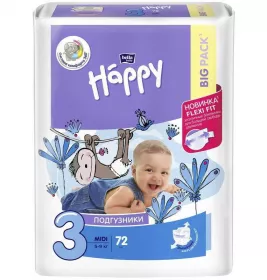 *Підгузники Happy Midi 5-9 кг №1 (72)