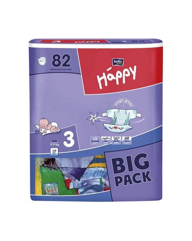 *Підгузки Happy Midi 5-9 кг №1 (82)