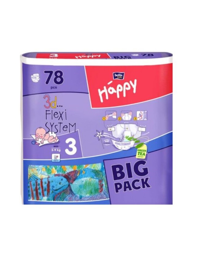 *Підгузки Happy Midi 5-9 кг №1 (78)