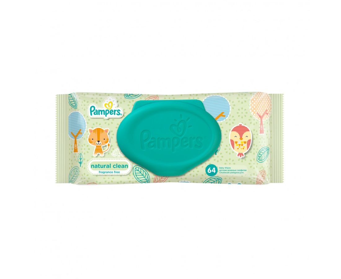 Серветки вологі Pampers Natural Clean №64
