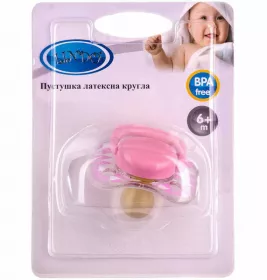 Пустушка Lindo латексна, кругла з кільцем 6-12міс.