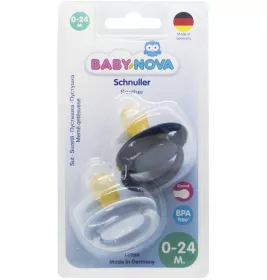 Пустышка Baby-nova 23500-2 лат.круглая моно 2шт.голубо/синяя