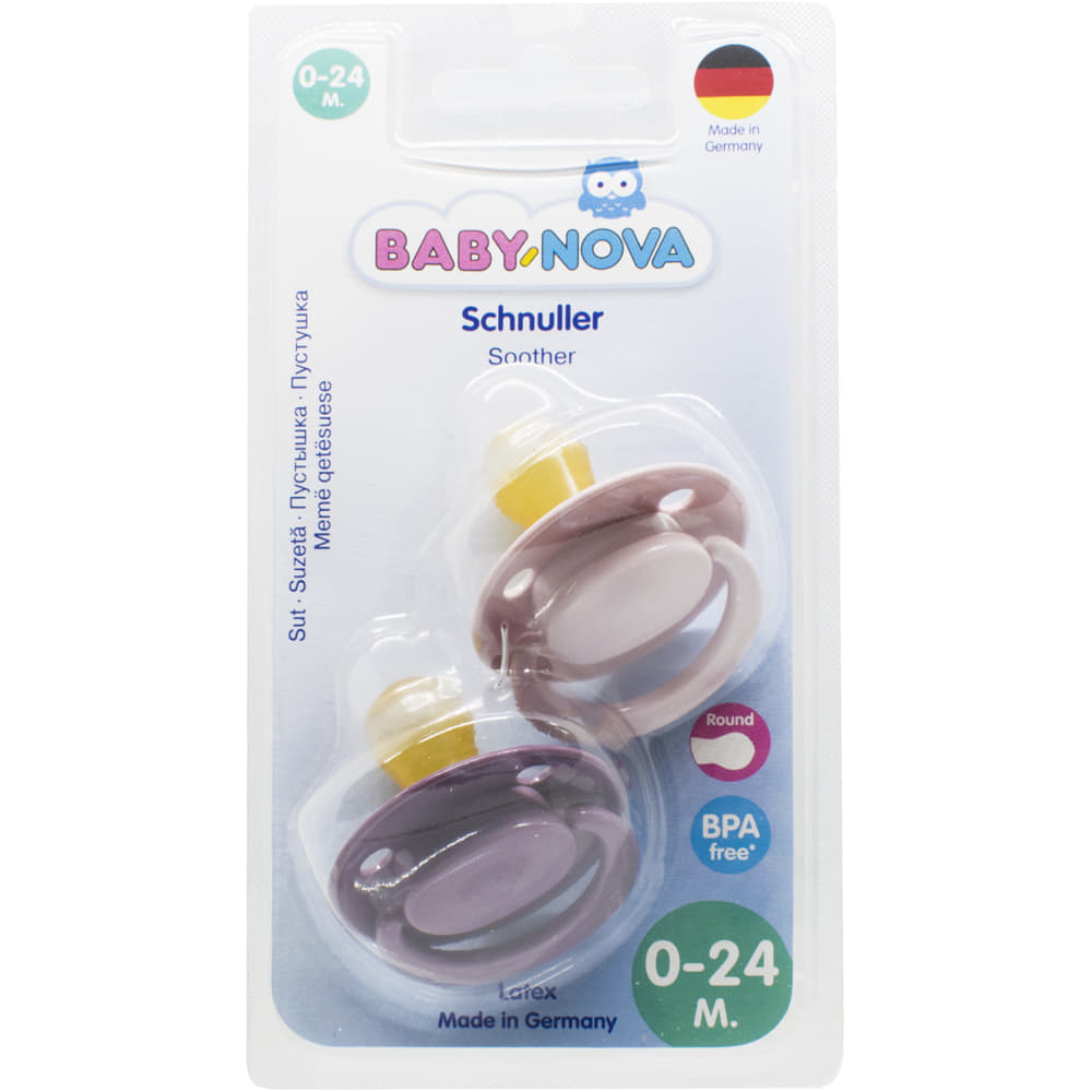 Пустушка Baby-nova лат.кругла з рис./кільце 2шт.дівчинка