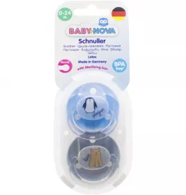 Пустушка Baby-nova лат.кругла з рис./кільце 2шт.хлопчик