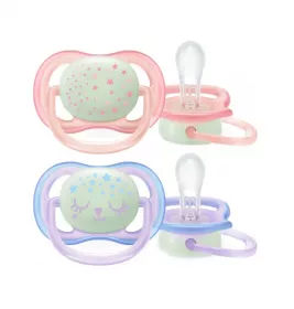 *Пустушка Avent 376/12 нічна, дівчинка 0-6 міс 2шт