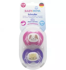 Пустушка Baby-nova сил.пласка з рис./кільце р.2 дівчинка 2шт.