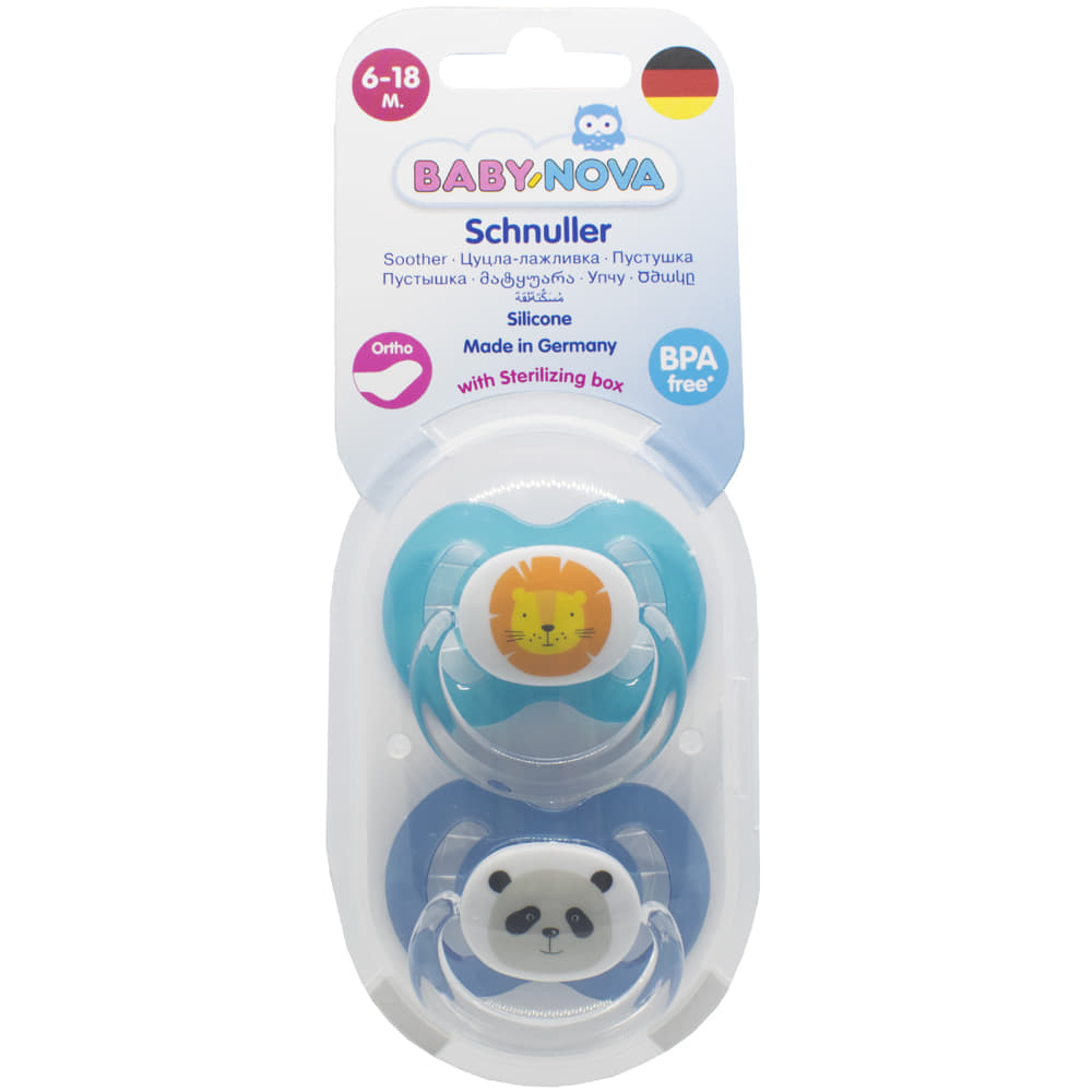 Пустушка Baby-nova сил.пласка з рис./кільце р.2 хлопчик 2шт.