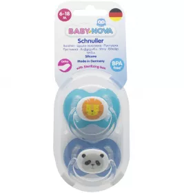 Пустушка Baby-nova сил.пласка з рис./кільце р.2 хлопчик 2шт.