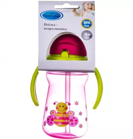 Поїльник-непроливайка Lindo з ручками та силіконовою трубкою 180 мл