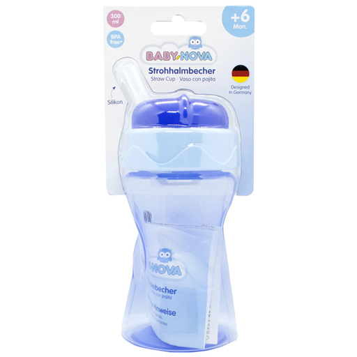 *Чашка Baby-nova з трубочкою блакитна 300мл
