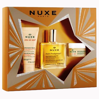 *Набір NUXE Медова мрія (Крем д/рук і нігтів 30мл + Чудова суха олія 50мл + Бальзам д/губ)