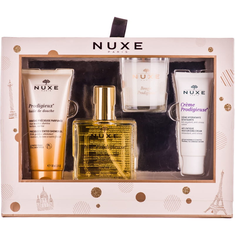 *Набір NUXE Чудова Суха олія100мл+Чудова олія д/душу 100мл+Чудовий крем 40мл+свічка