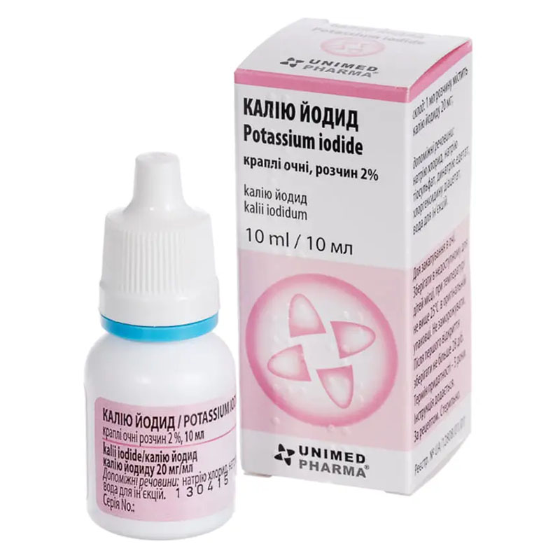 Калію Йодид краплі очні 2% по 10 мл у флаконі