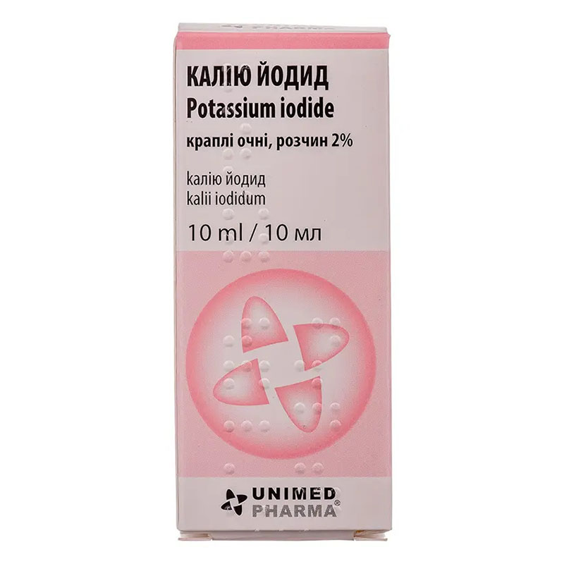 Калію Йодид краплі очні 2% по 10 мл у флаконі