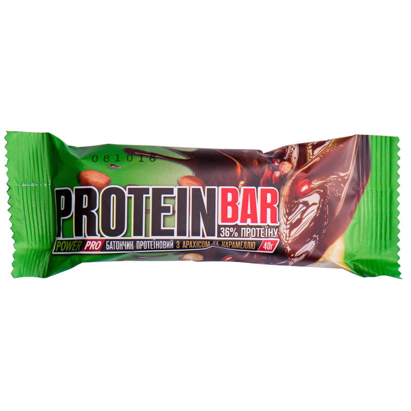 *Батончик Power Pro Protein Bar 36% протеїну з арахісом та карамеллю 40 г